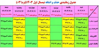 زمانبندی حذف و اضافه نیمسال اول 1403